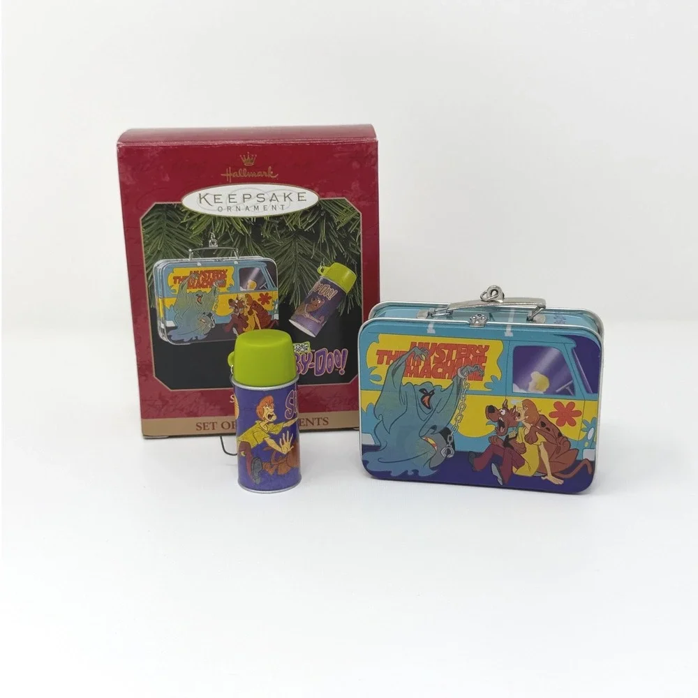1999 Hallmark Scooby-Doo Lunch Box Set 2 Ornaments Vintage Mystery Machine